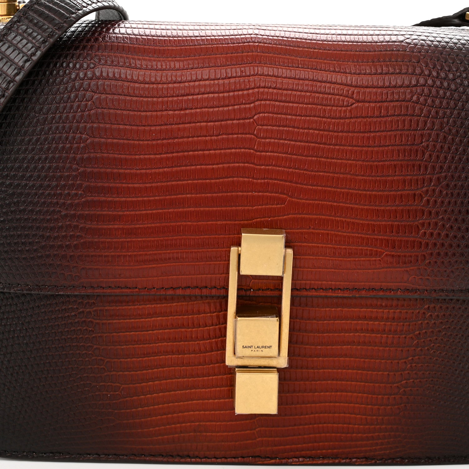 Saint Laurent Lizard Degrade Carre Satchel Brown Red 5 of 12