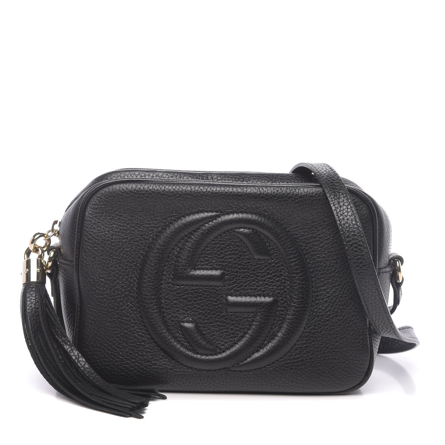 Pebbled Calfskin Small Soho Disco Bag Black