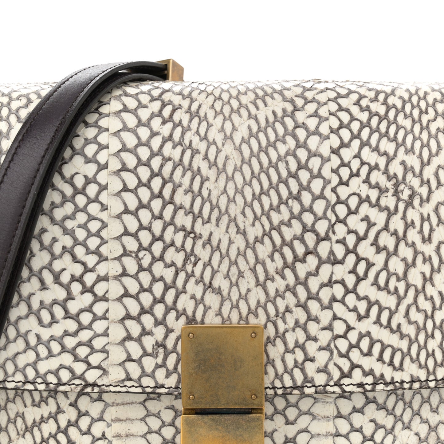 Cobra Calfskin Medium Classic Box Flap Bag Natural