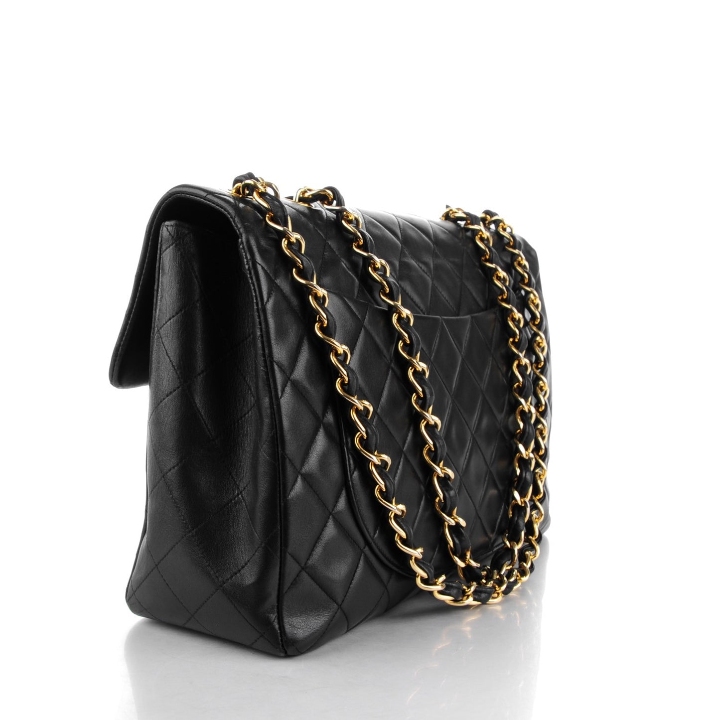Lambskin Quilted XL Jumbo Single Flap Black