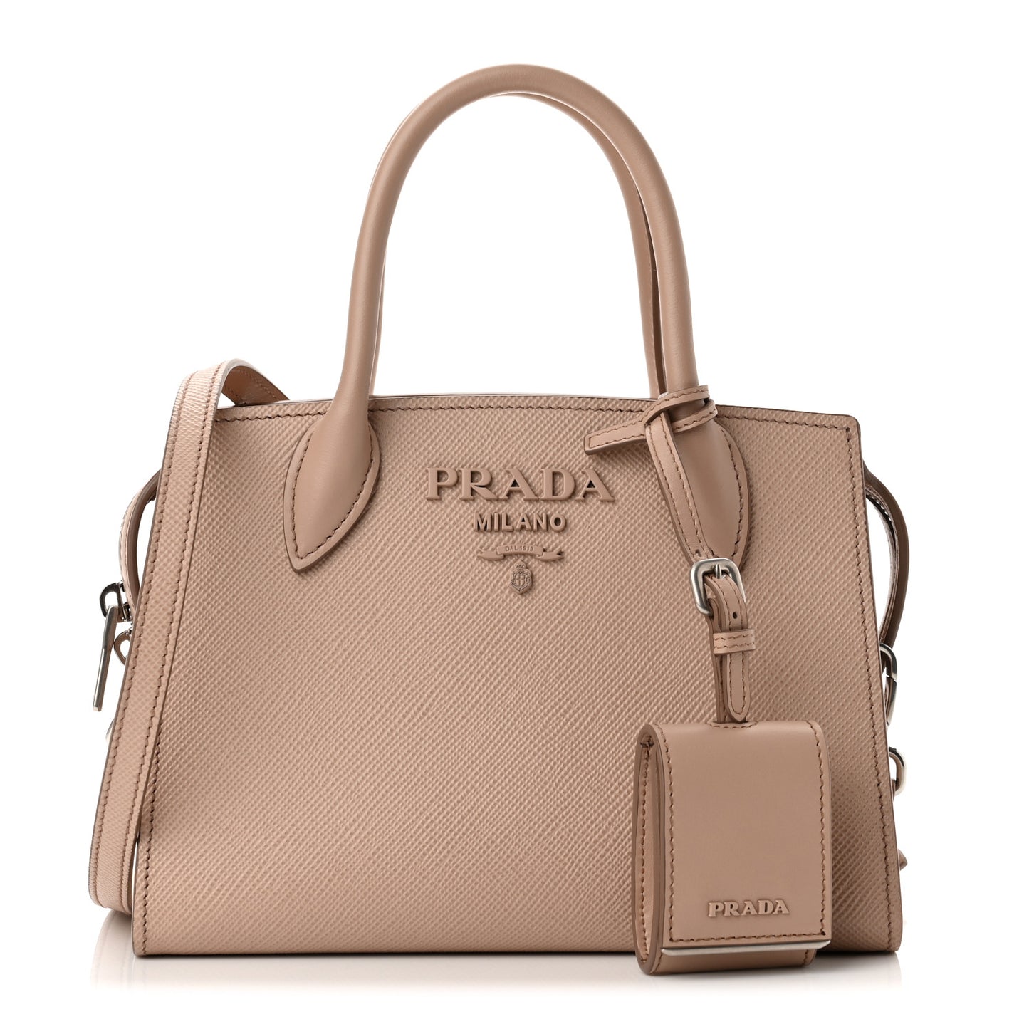 Saffiano Cuir Calfskin Mini Monochrome Top Handle Tote Cipria