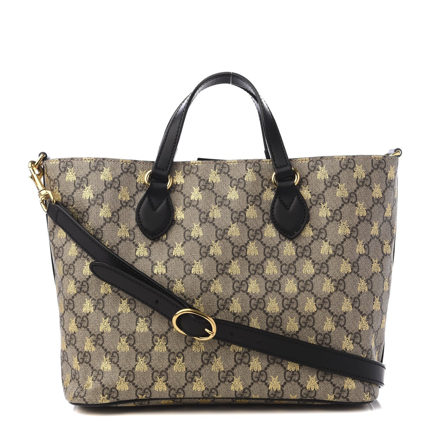 Soft GG Supreme Monogram Bees Small Crossbody Tote Beige Oro Black
