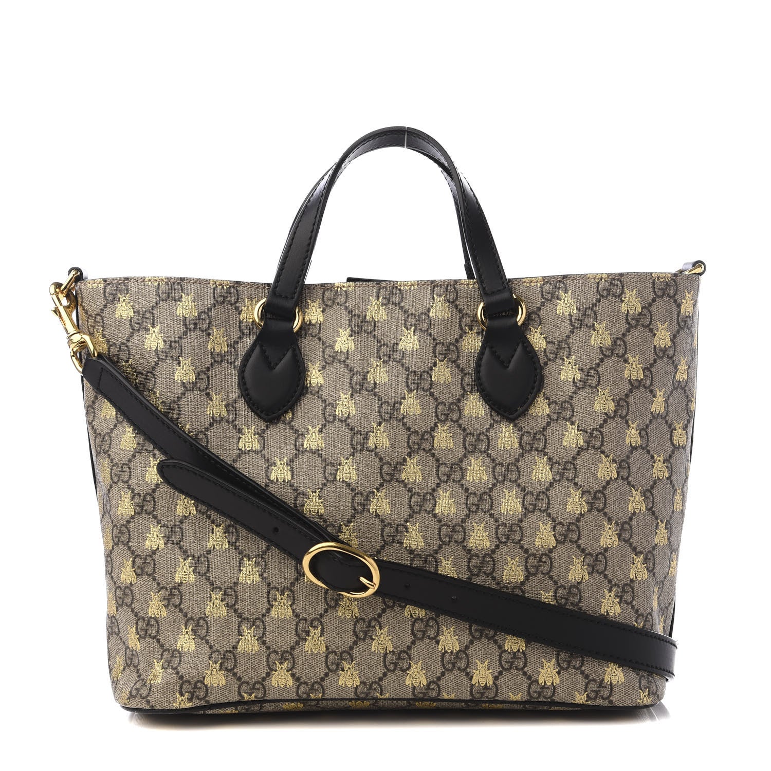 Gucci Soft GG Supreme Monogram Bees Small Crossbody Tote Beige Oro Black 1 of 9