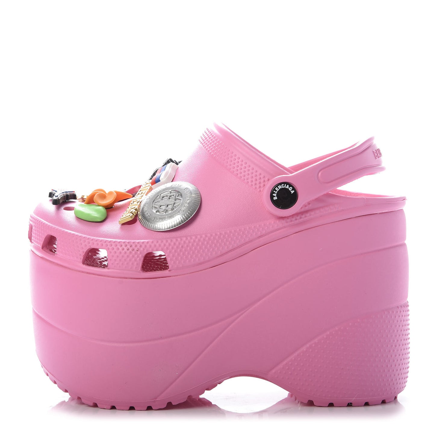 X CROCS Rubber Textured Womens Platform Sandals 36 Rose Bonbon