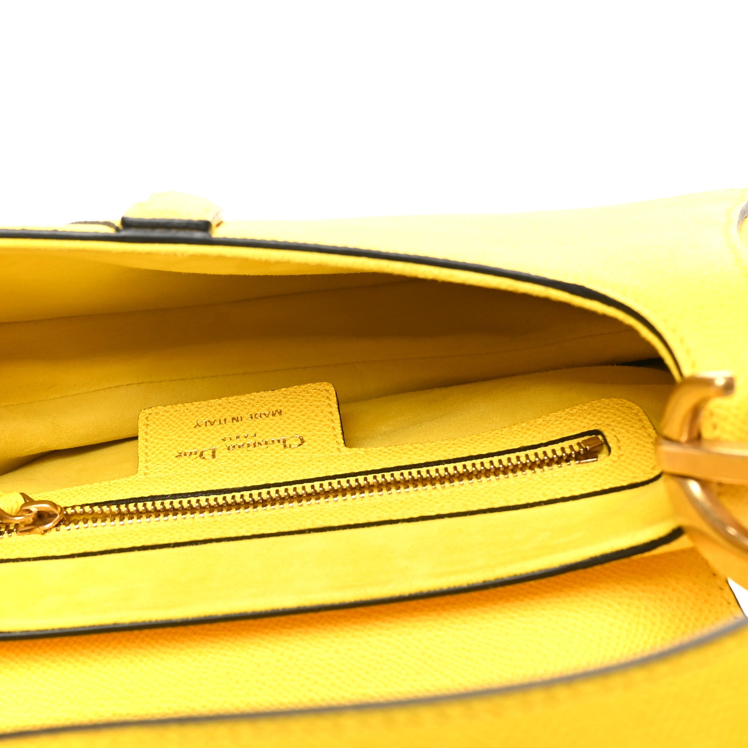 Christian Dior Grained Calfskin Saddle Bag With Strap Yellow