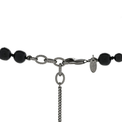 Chanel Ruthenium Pearl Beaded CC Long Necklace Black 5 of 7