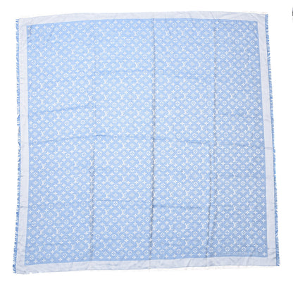 Louis Vuitton Silk Wool Monogram Shawl Blue 1 of 3