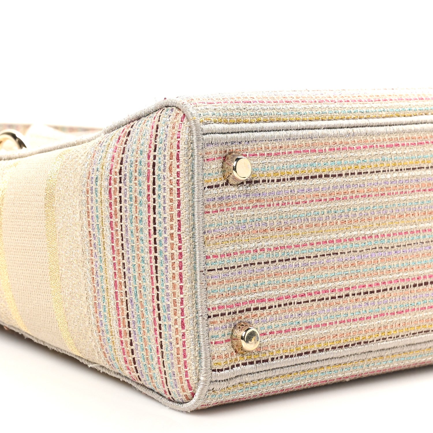 Christian Dior Canvas Embroidered Medium Lady D-Lite Beige Multicolor 9 of 10