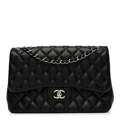 Chanel Lambskin Quilted Jumbo Double Flap Black 1 of 12