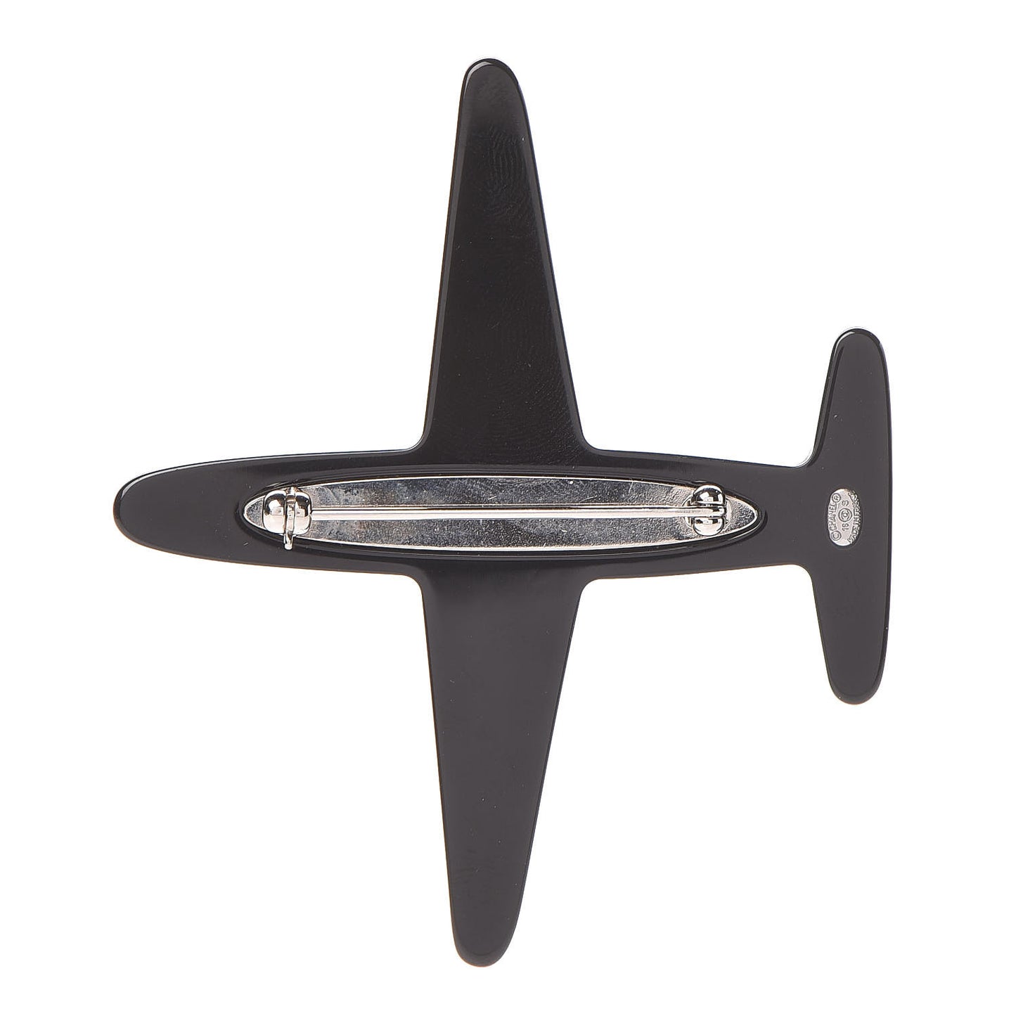Resin Pearl CC Airplane Brooch Black White