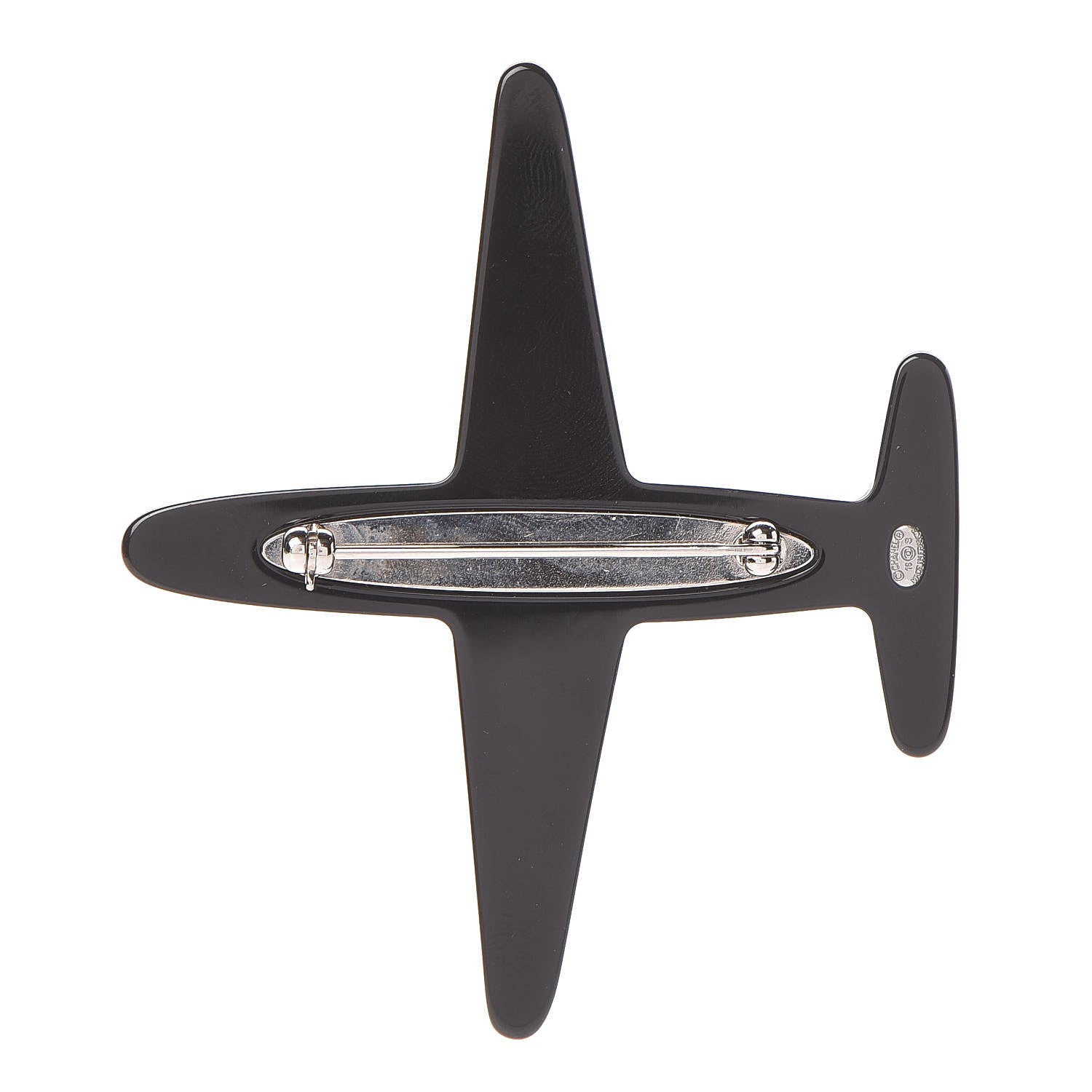 Chanel Resin Pearl CC Airplane Brooch Black White 3 of 6