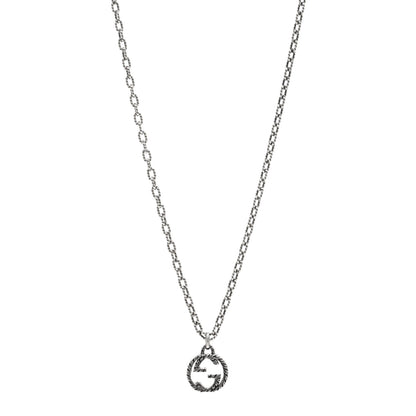 Gucci Sterling Silver Small Textured Interlocking G Pendant Necklace 1 of 5
