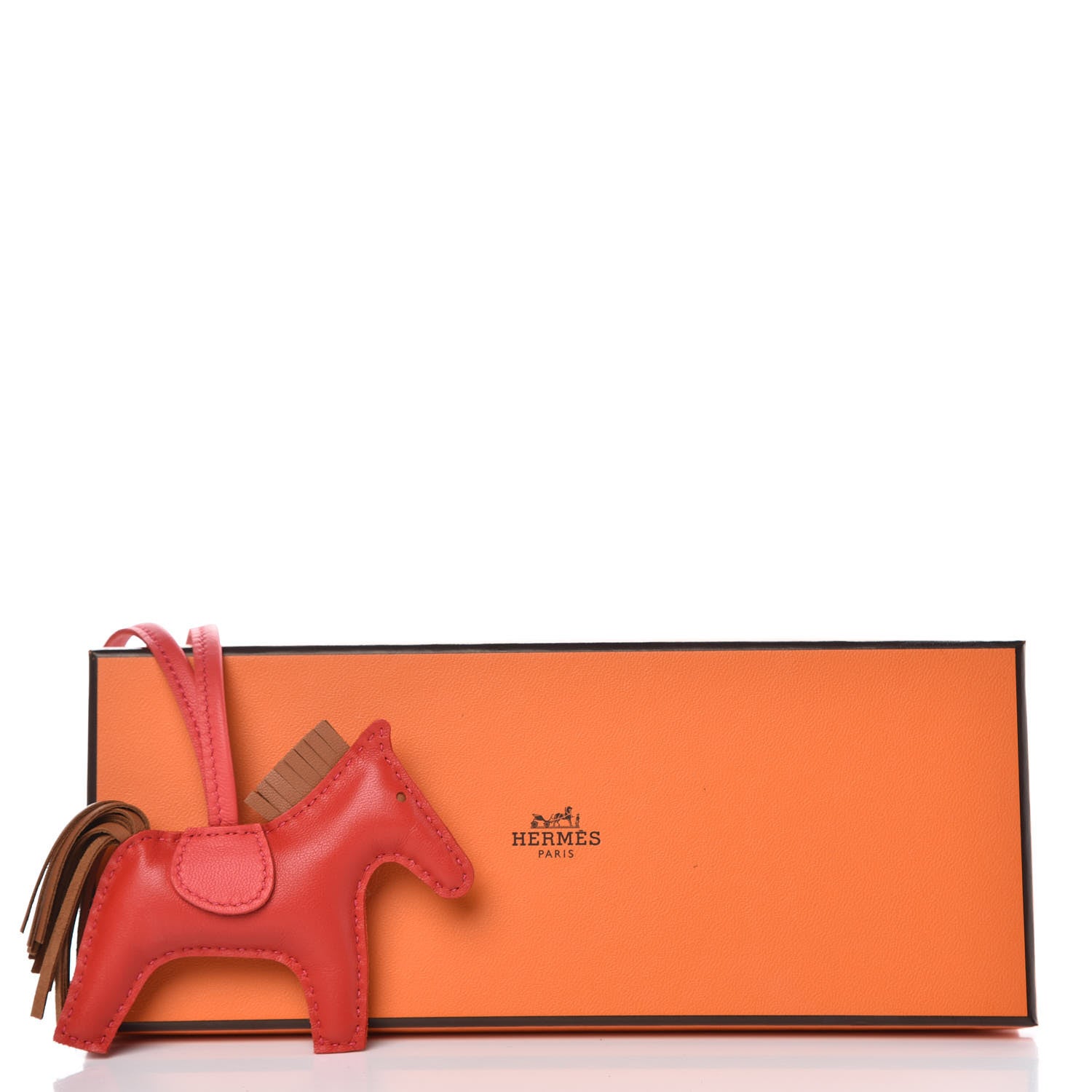 Hermes Milo Lambskin Grigri Rodeo Horse Bag Charm PM Rouge Indien Gold Bougainvillea 5 of 5