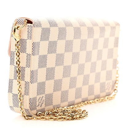 Louis Vuitton Damier Azur Pochette Felicie Chain Wallet Rose Ballerine 4 of 13