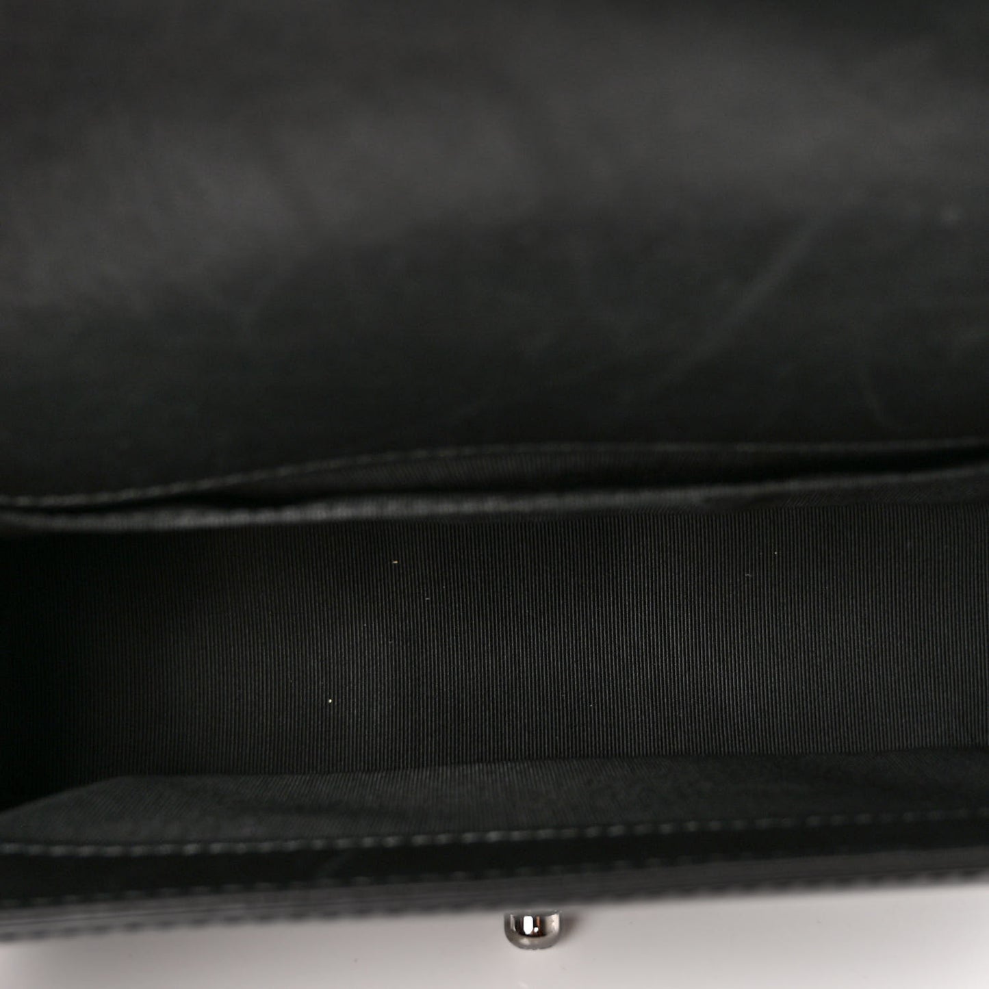 Patent Calfskin Quilted Small Boy Flap Black