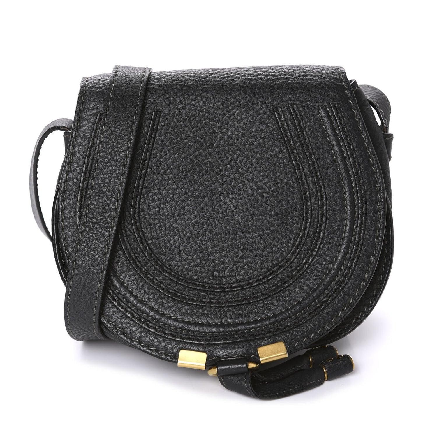 Calfskin Mini Marcie Round Crossbody Bag Black