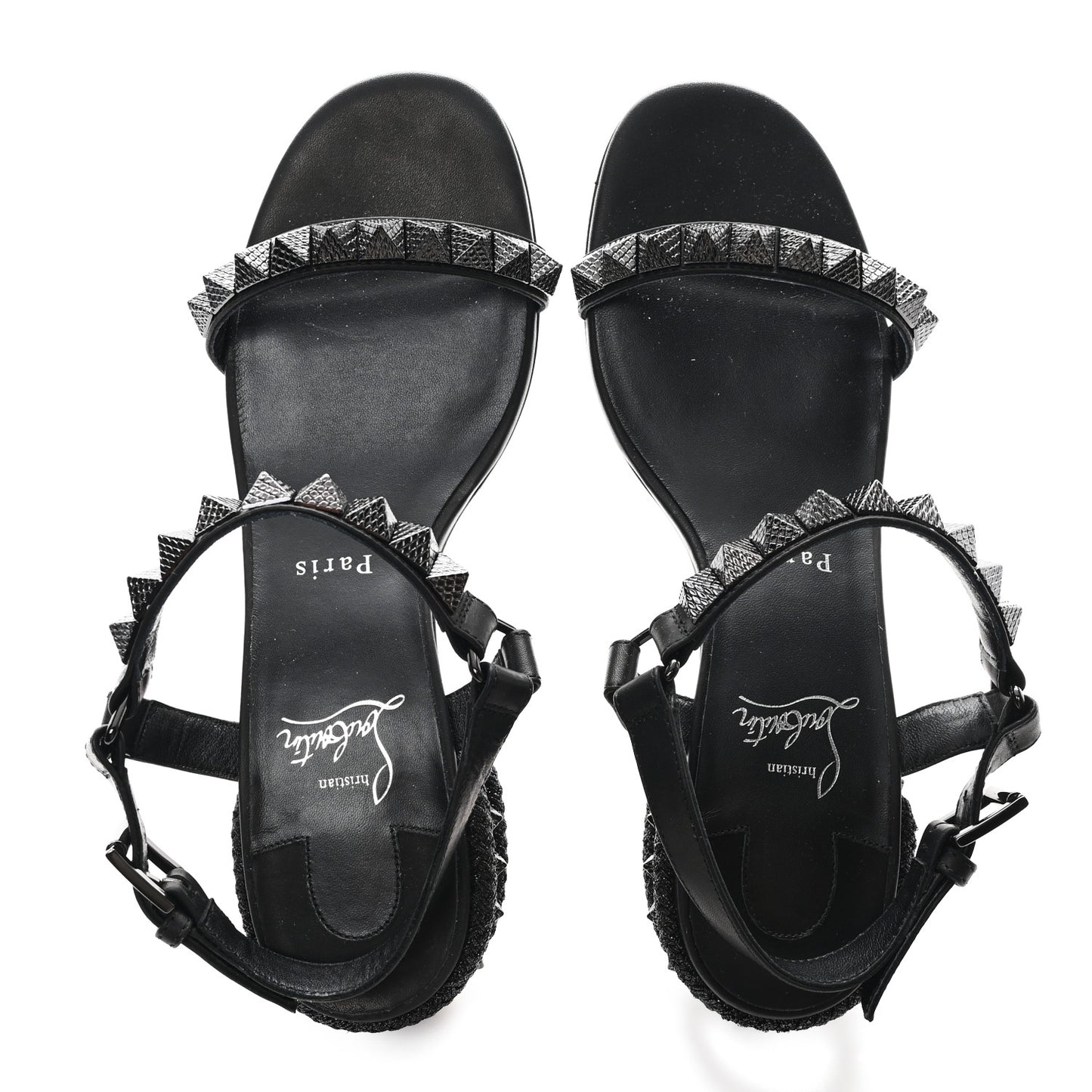 Waxed Calfskin Pyrasand 30mm Strappy Sandals 38 Black