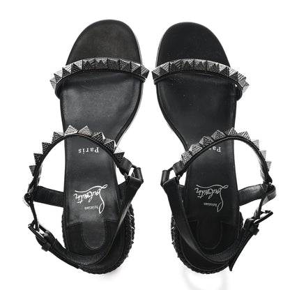 Christian Louboutin Waxed Calfskin Pyrasand 30mm Strappy Sandals 38 Black 3 of 9