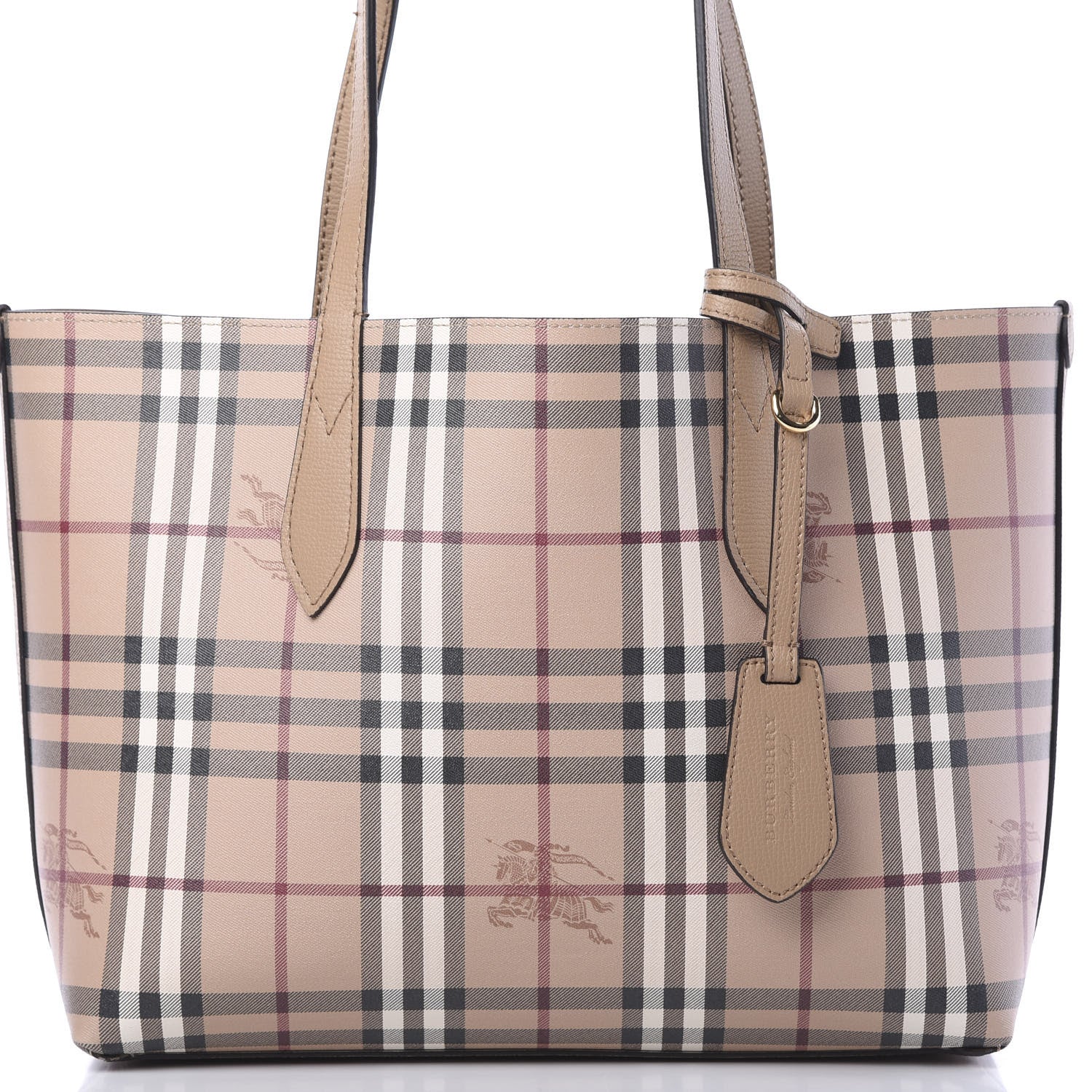Burberry Haymarket Check Small Reversible Tote Mid Camel 13 of 15