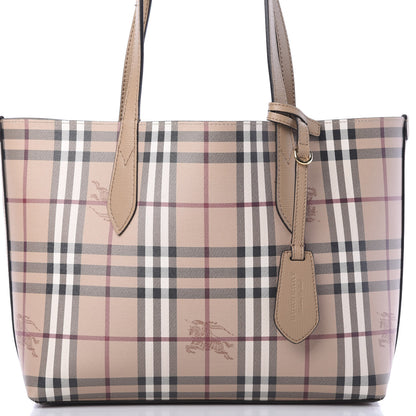 Burberry Haymarket Check Small Reversible Tote Mid Camel 13 of 15