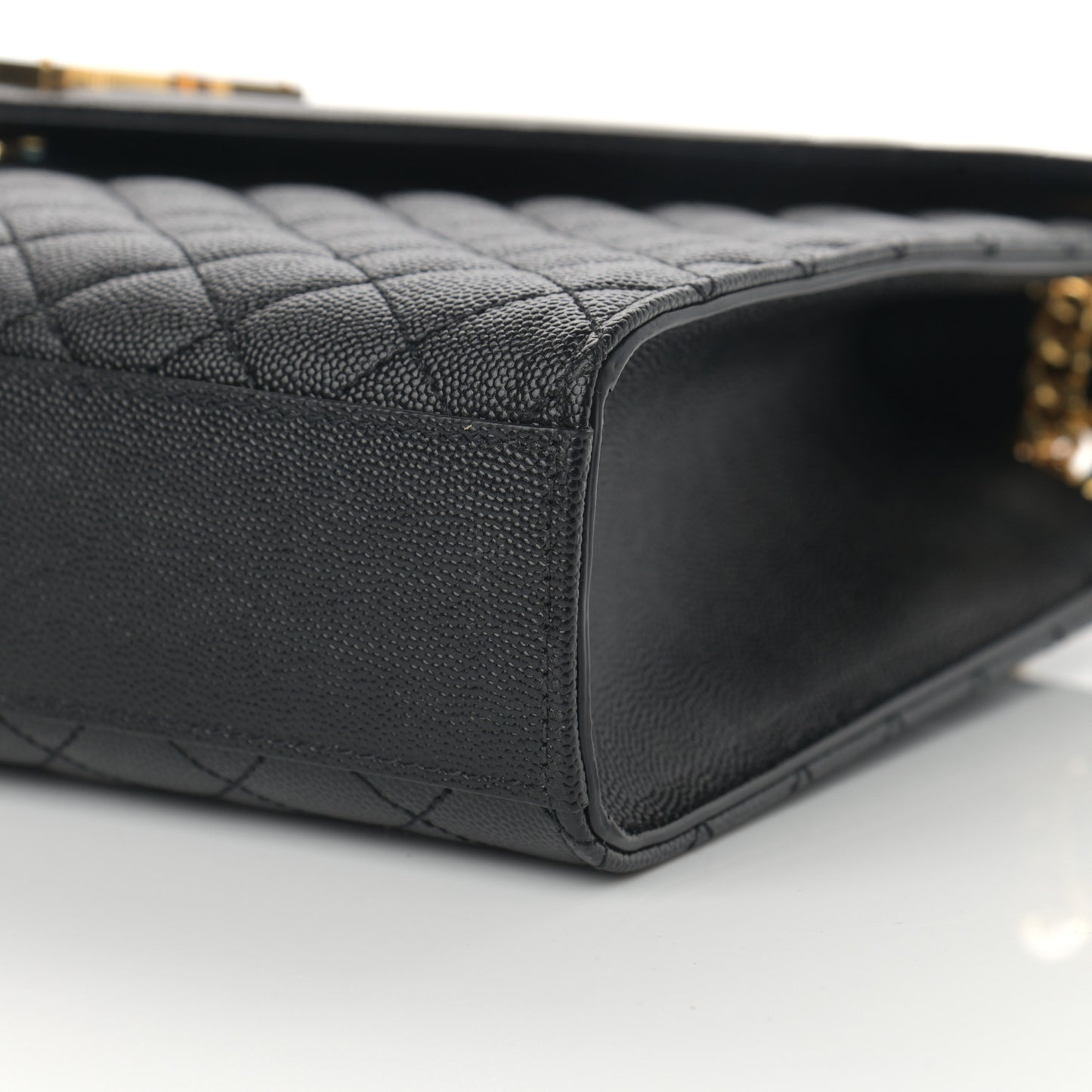Grain De Poudre Textured Mixed Matelasse Large Triquilt Monogram Satchel Black