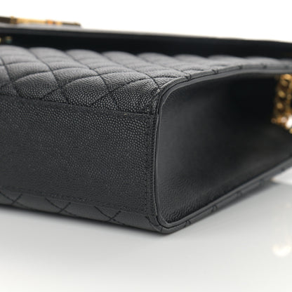 Saint Laurent Grain De Poudre Textured Mixed Matelasse Large Triquilt Monogram Satchel Black 10 of 10