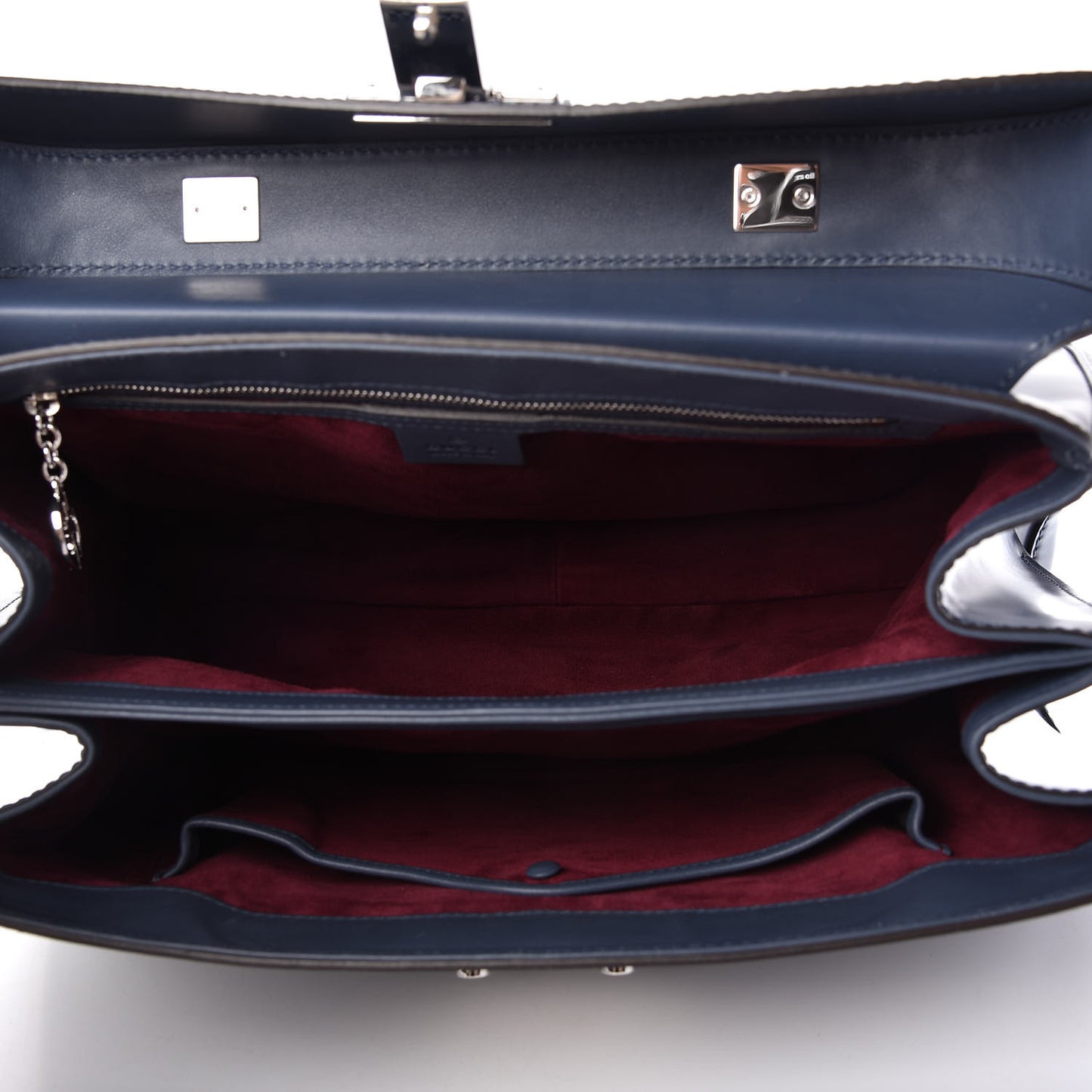 Regent Calfskin Bamboo Large Lady Lock Top Handle Bag Caspian