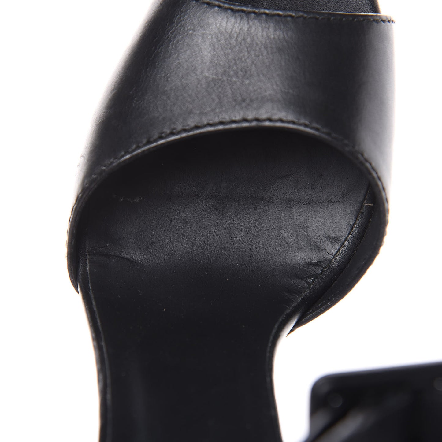 Calfskin Platform Ankle Strap Sandals 38.5 Black