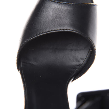 Saint Laurent Calfskin Platform Ankle Strap Sandals 38.5 Black 9 of 13