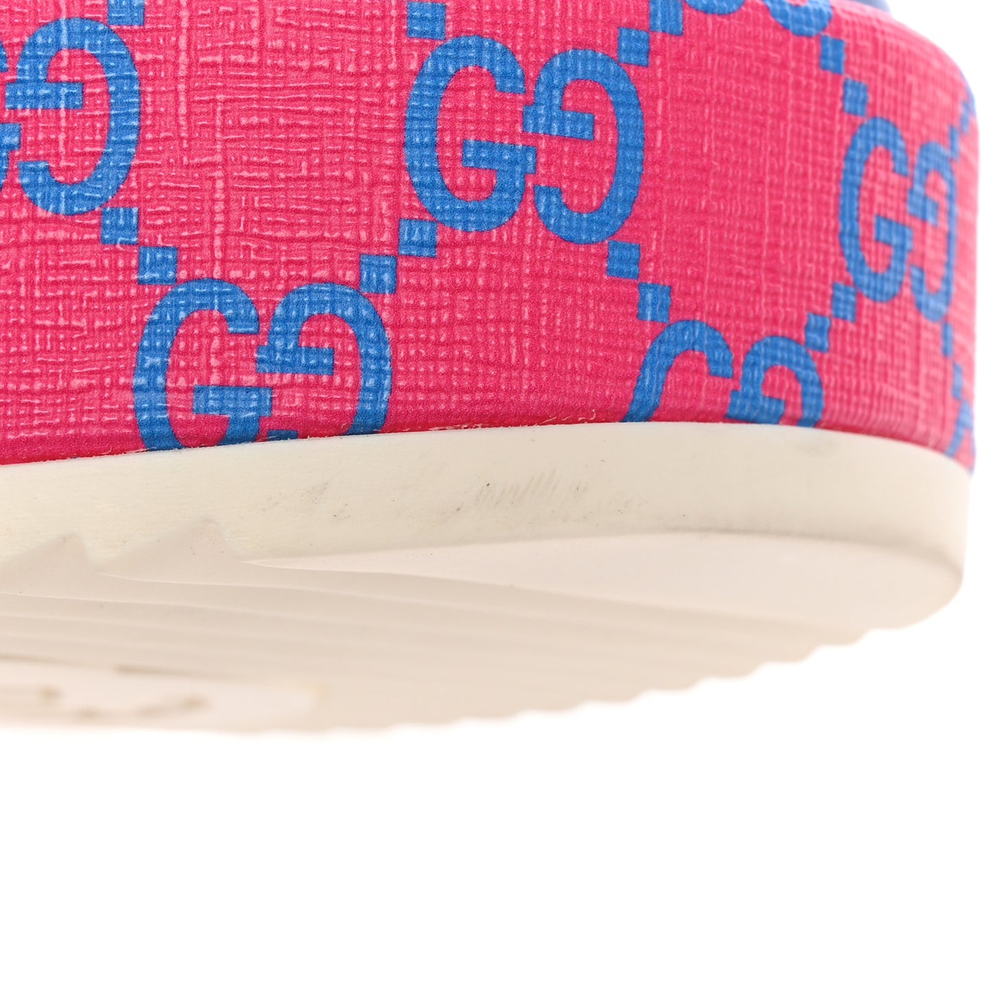 GG Supreme Joy Monogram Angelina Platform Slide Sandals 39.5 Fuxia Blue