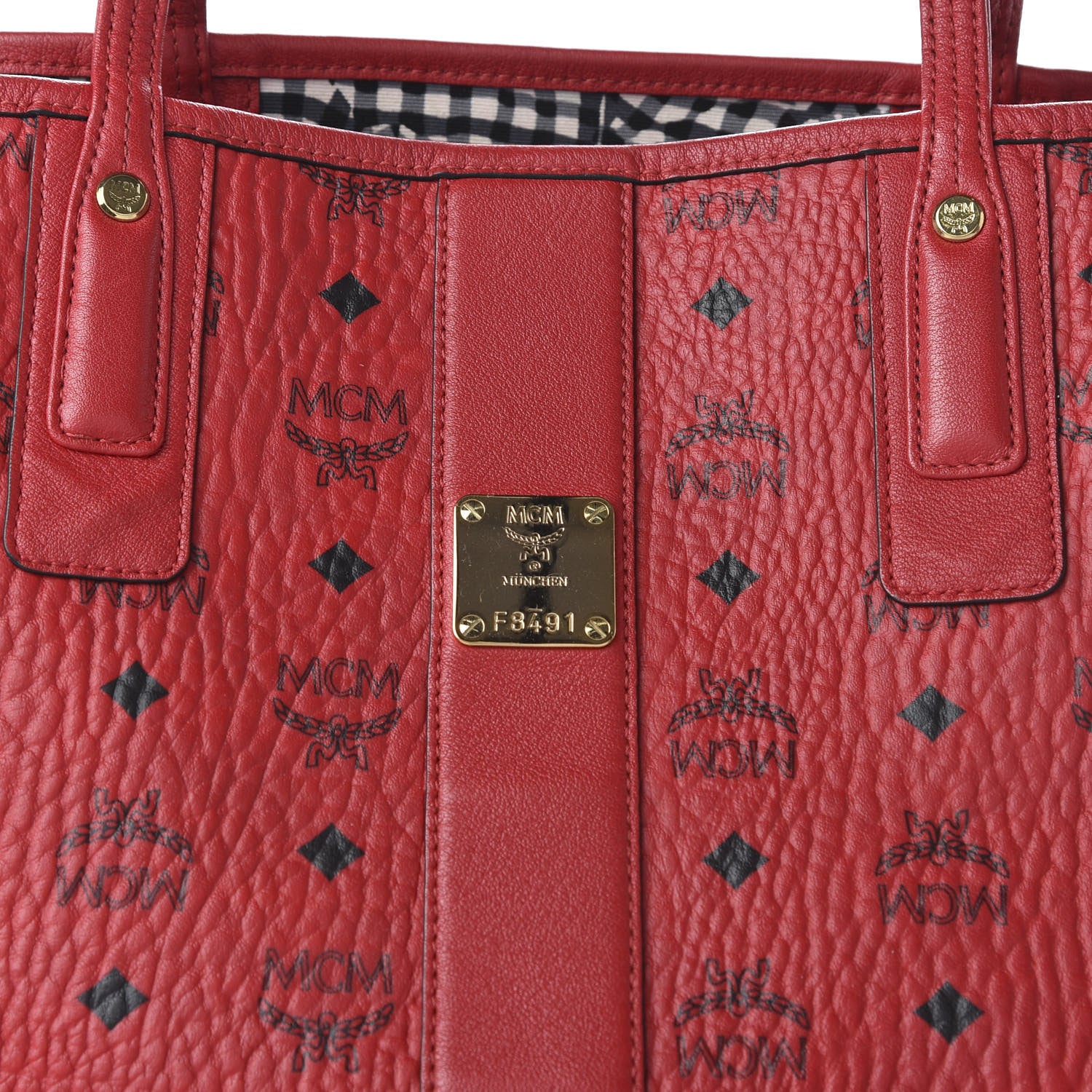 MCM Visetos Medium Liz Reversible Shopper Tote Ruby Red 8 of 15
