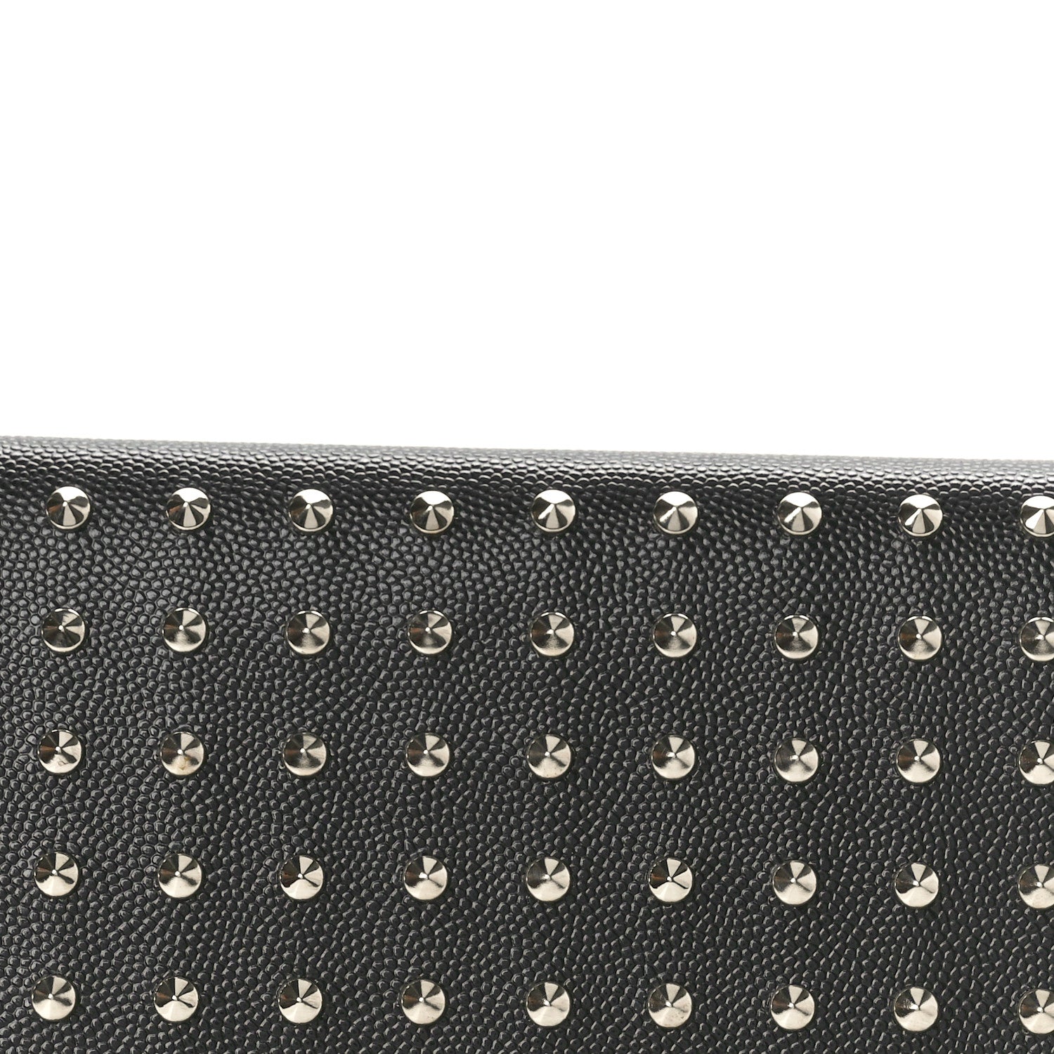 Saint Laurent Grain De Poudre Studded Classic Marquage Flap Wallet Black 7 of 8