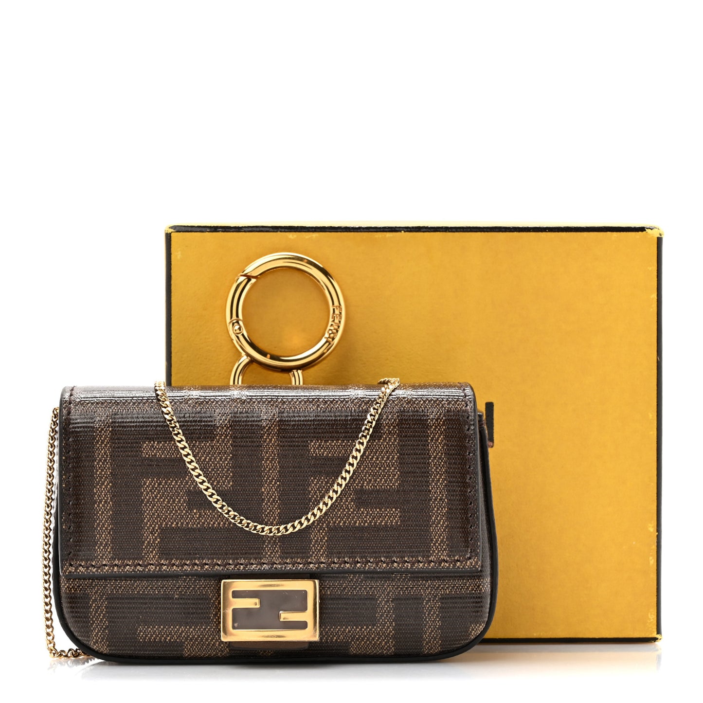 Glazed Fabric FF 1974 Nano Baguette Charm Mogano Panna