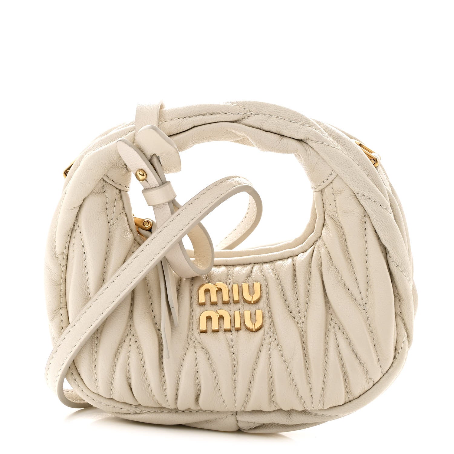 Miu Miu Nappa Matelasse Micro Wander Hobo White 1 of 11