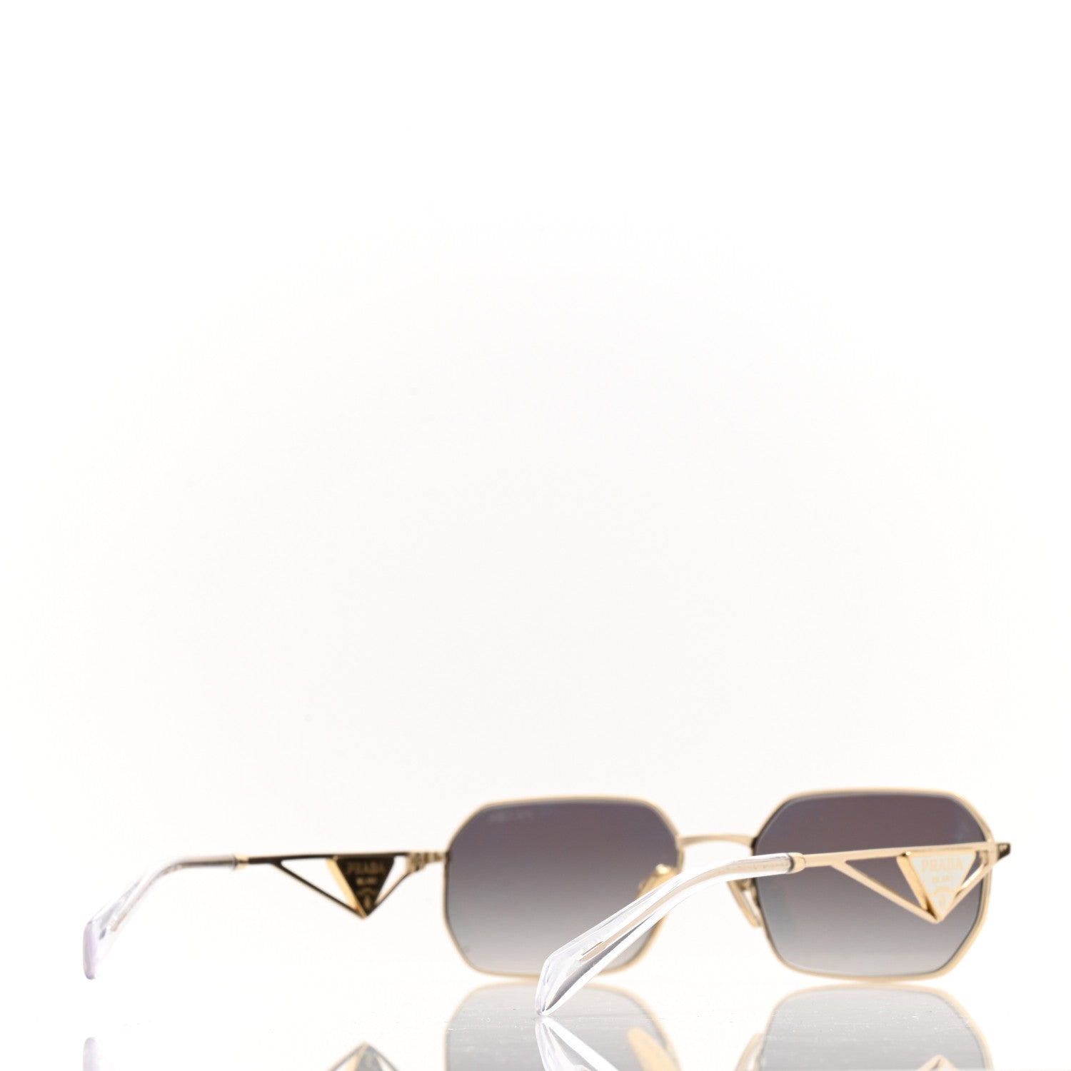Prada Metal Symbole Triangle Logo Sunglasses SPR A51 Gold Blue 4 of 8