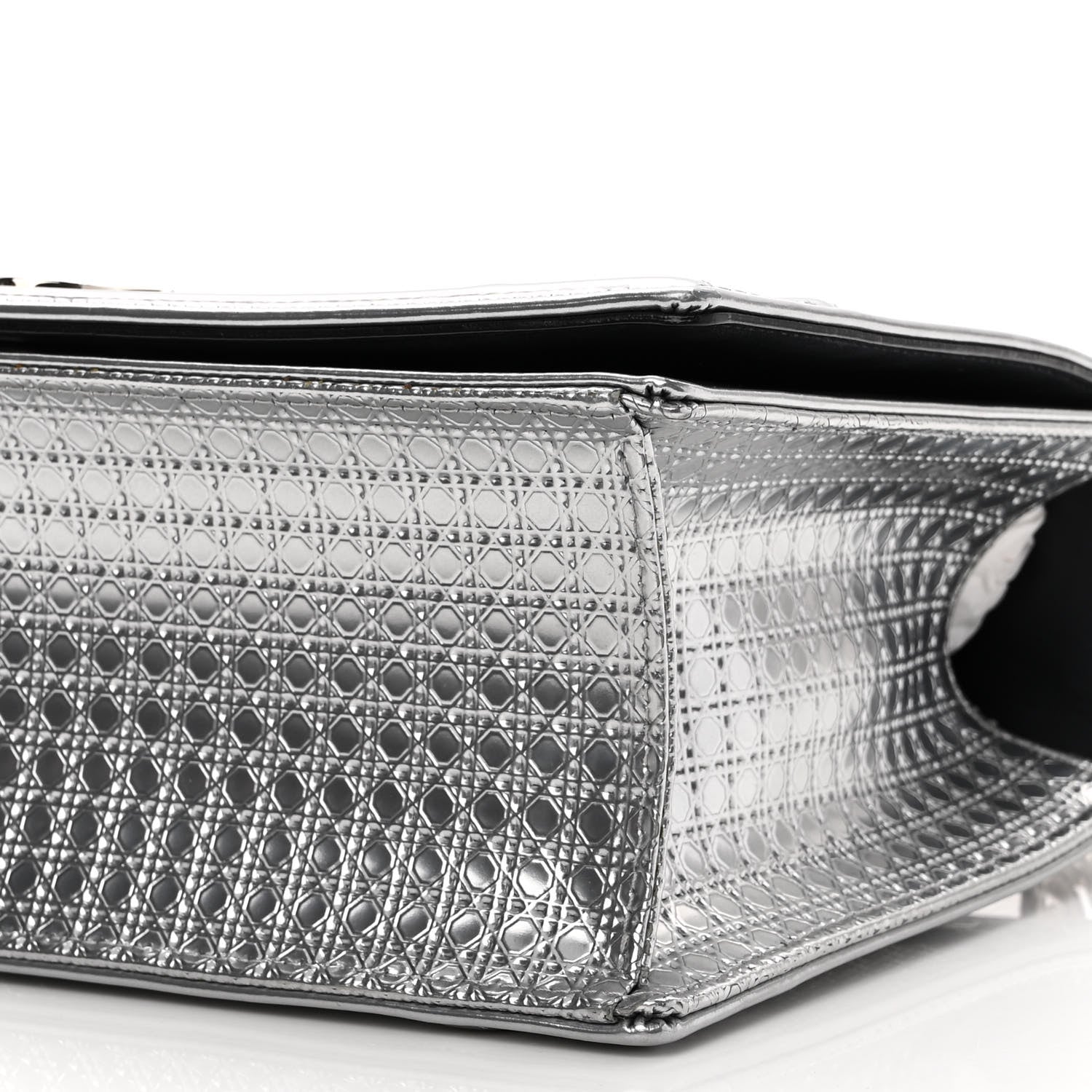 Christian Dior Metallic Patent Micro-Cannage Medium Diorama Flap Bag Silver 8 of 8