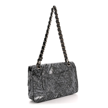 Chanel Metallic Brocade Quilted Medium Double Flap Dark Grey 2 of 10