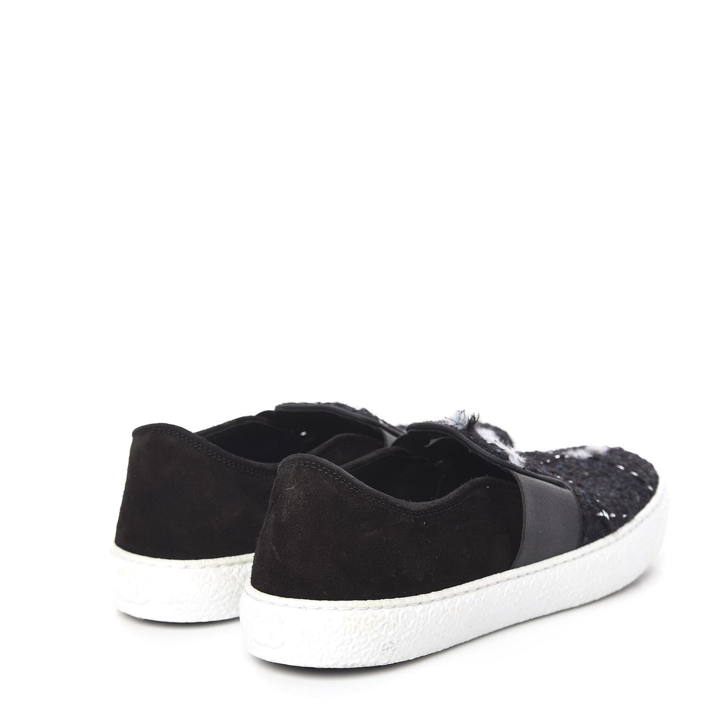 Suede Calfskin Tweed Sneakers 38.5 Black