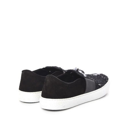 Chanel Suede Calfskin Tweed Sneakers 38.5 Black 5 of 8