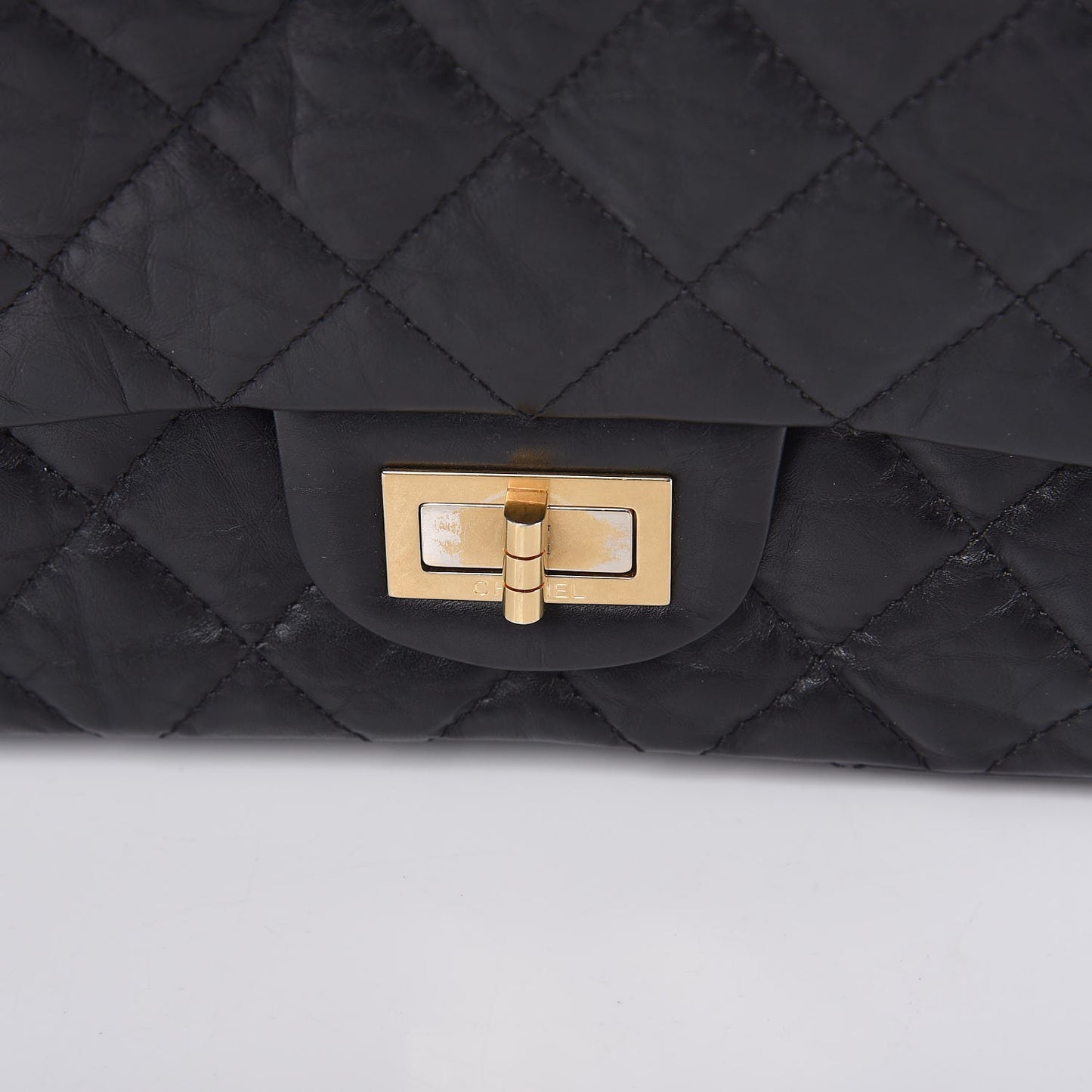 Aged Calfskin Quilted 2.55 Reissue 227 Flap Black