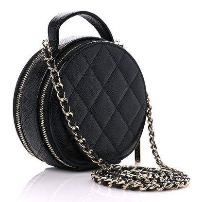 Chanel Caviar Quilted Round Handle With Care Vanity With Chain Black 3 of 11
