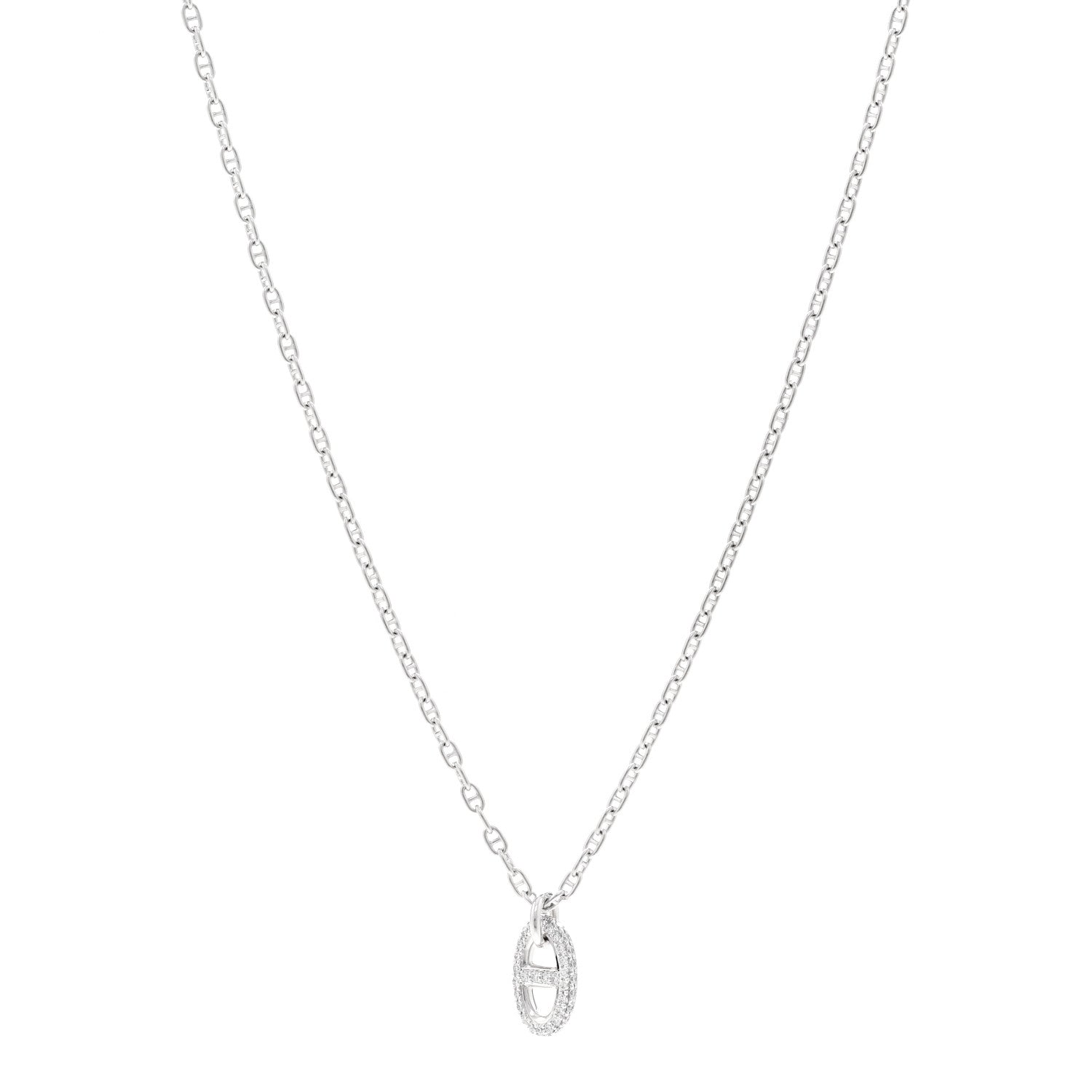 Hermes 18K White Gold Diamond New Farandole Pendant Necklace ST 1 of 6