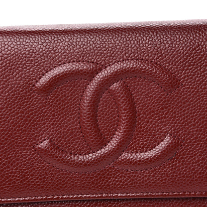 Chanel Caviar Timeless CC Wallet on Chain WOC Dark Red 9 of 16