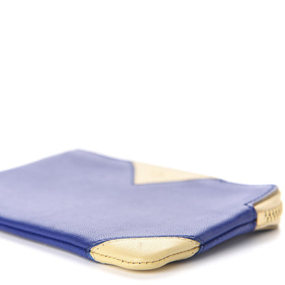 Celine Lambskin Bi-Color Coeur Coin Card Case Blue Beige 8 of 12