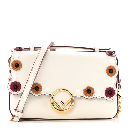 Fendi Vitello Dolce Nappa Flowerland Studded F is Fendi FF Micro Double Baguette White Multicolor 1 of 14