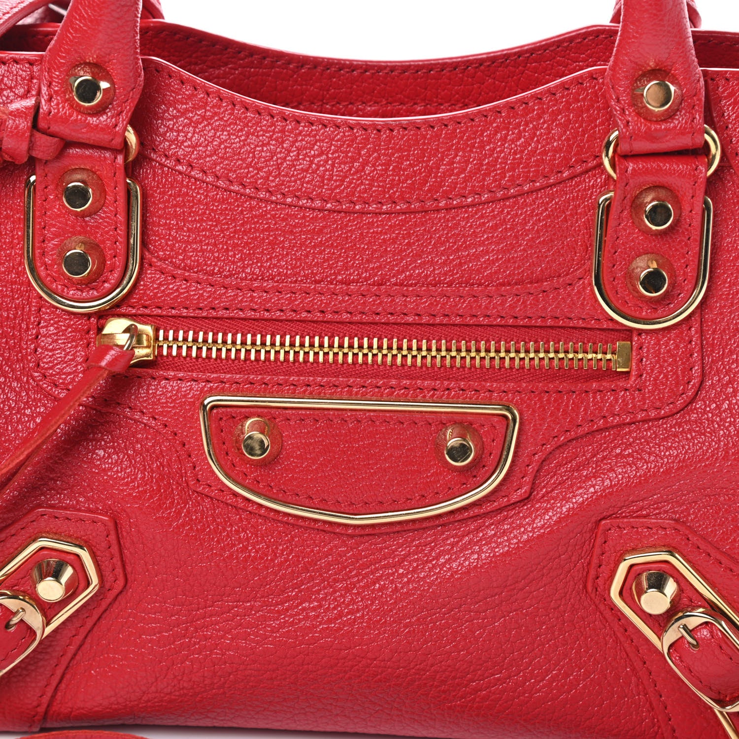 Balenciaga Chevre Gold Metallic Edge Hardware Mini City Rouge Grenade 8 of 11