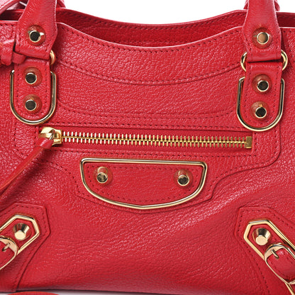 Balenciaga Chevre Gold Metallic Edge Hardware Mini City Rouge Grenade 8 of 11
