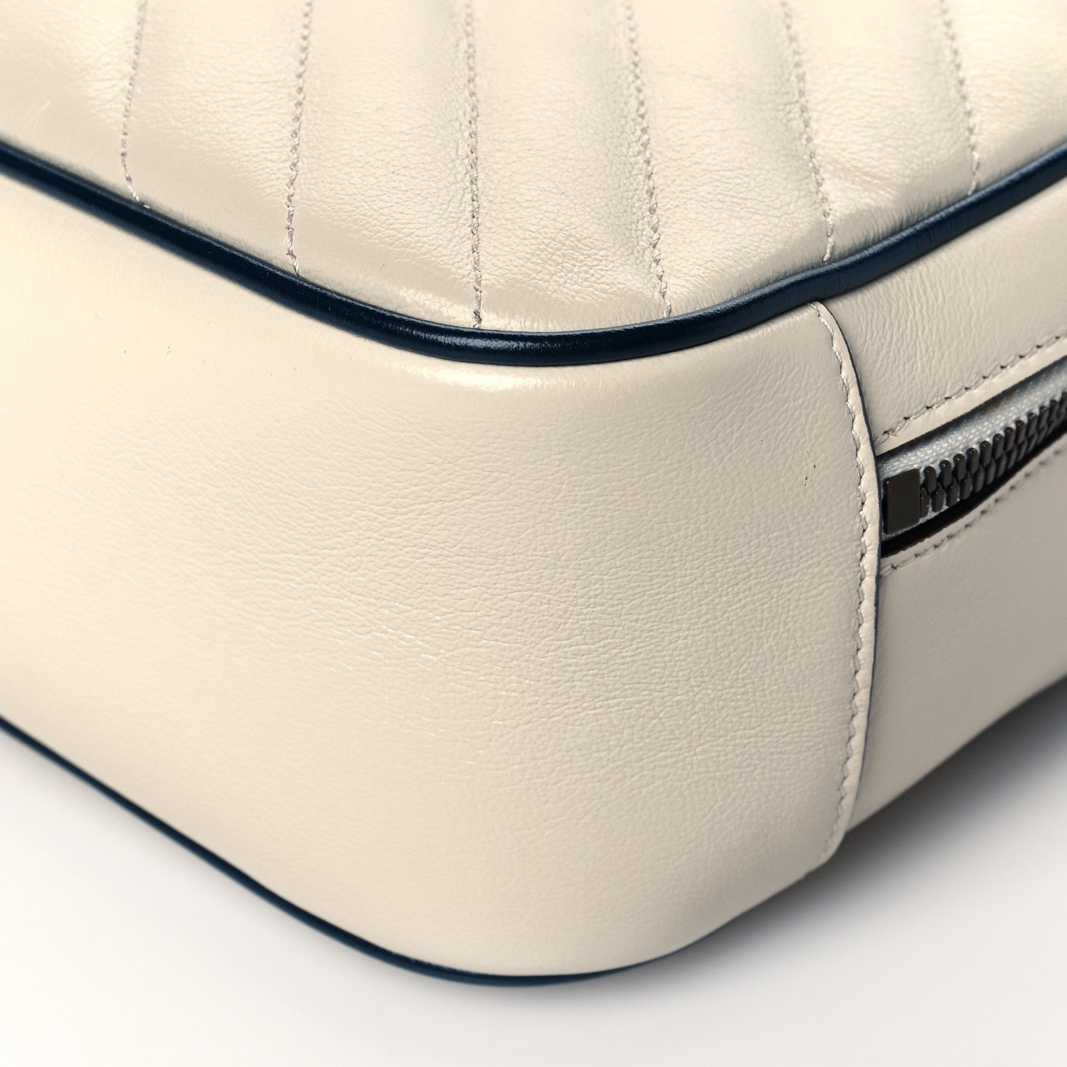 Gucci Vintage Effect Calfskin Matelasse Diagonal Small Torchon GG Marmont Bamboo Top Handle Shoulder Bag Mystic White Blue Agata 11 of 11