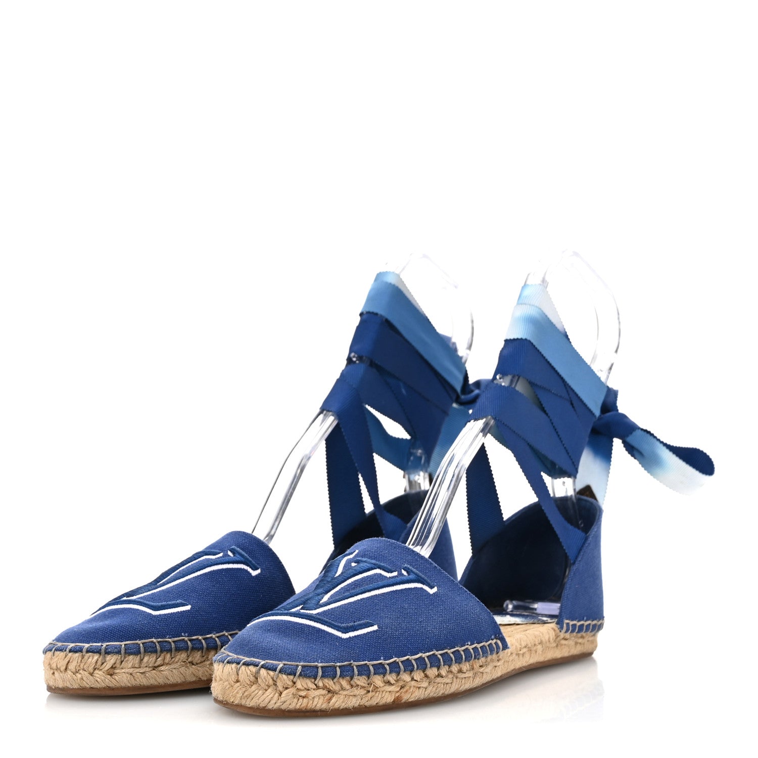 Louis Vuitton Canvas Escale Starboard Espadrille Flats 37.5 Blue 4 of 10