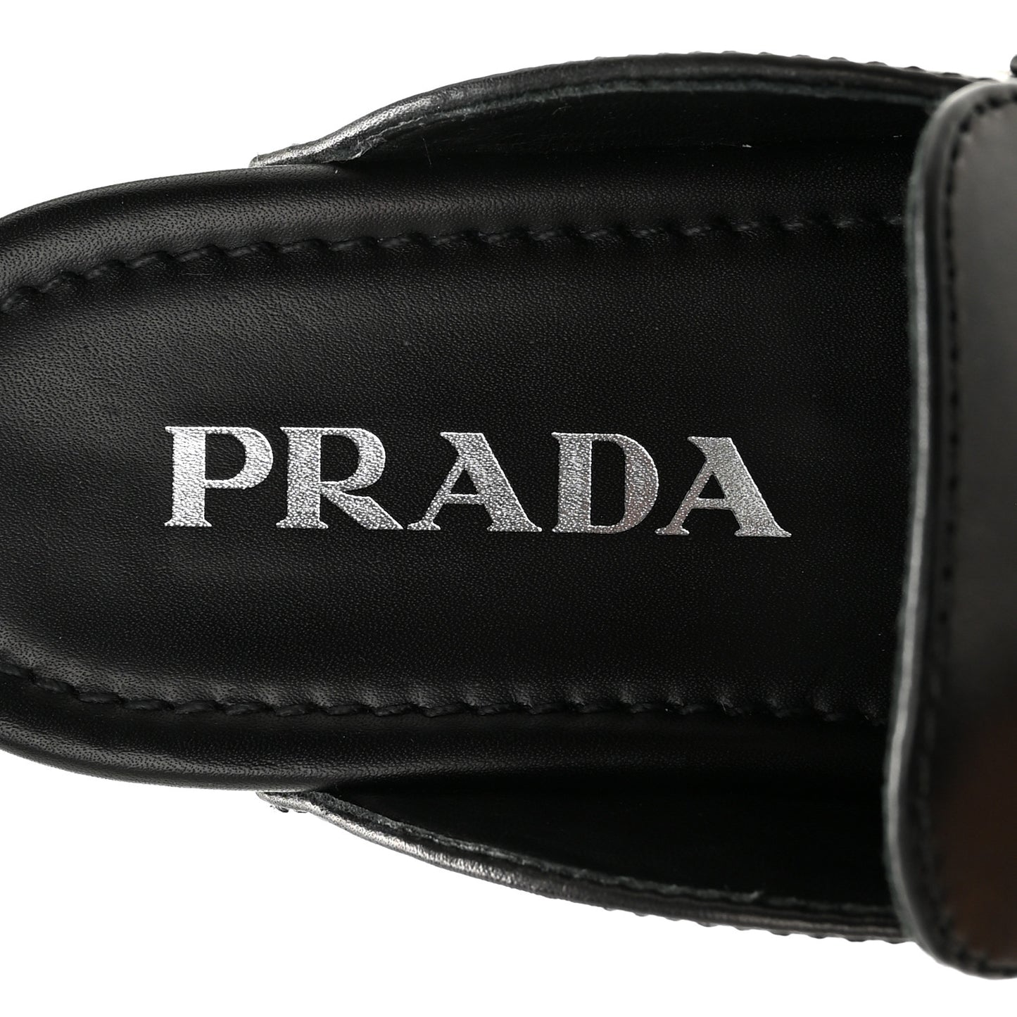 Natural Calfskin Metal Triangle Logo 45mm Clogs 36 Black